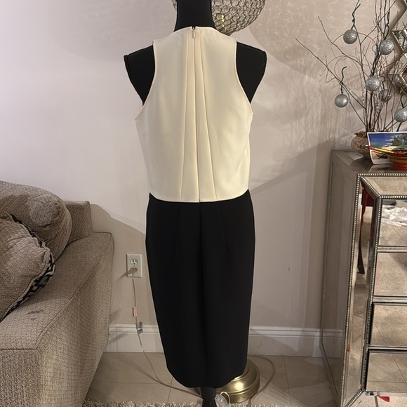 Cedric Charlier Elegant Cream and Black Sleeveless Dress size 8 - Picture 5 of 8